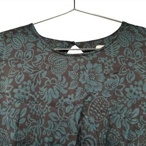 BA&SH Minela Boho Cottagecore Paisley Dress • 0 • green chocolate brown keyhole